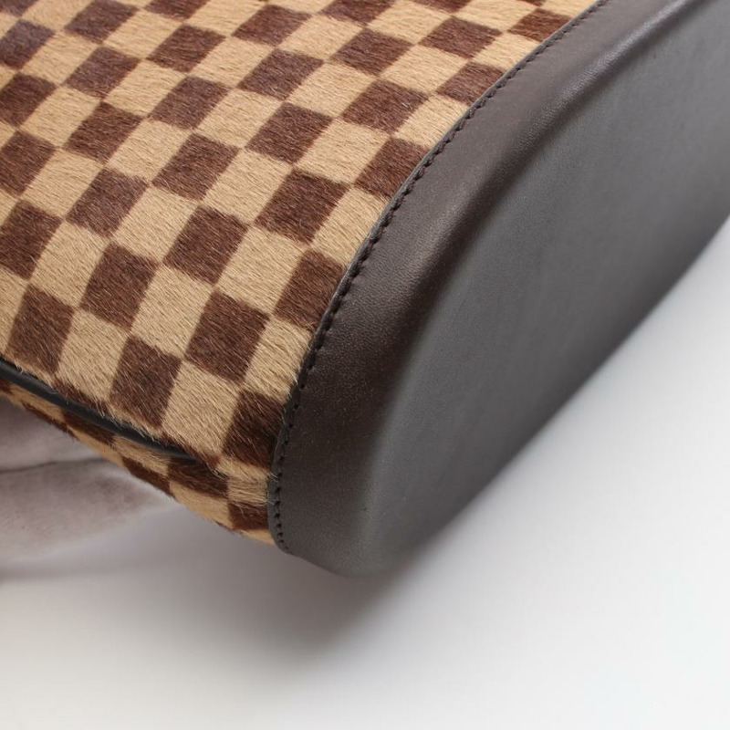 【日本直送】 中古LOUIS VUITTON[A]Impala 棋盤格Sauvage 手提包 初生小牛胎皮 真皮 米色 深棕色-5