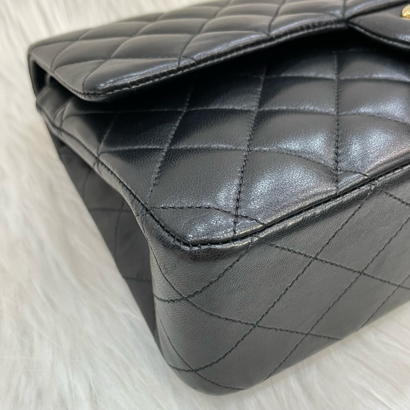Chanel A01112黑羊皮金釦Coco 25口蓋包Classic Flap-5