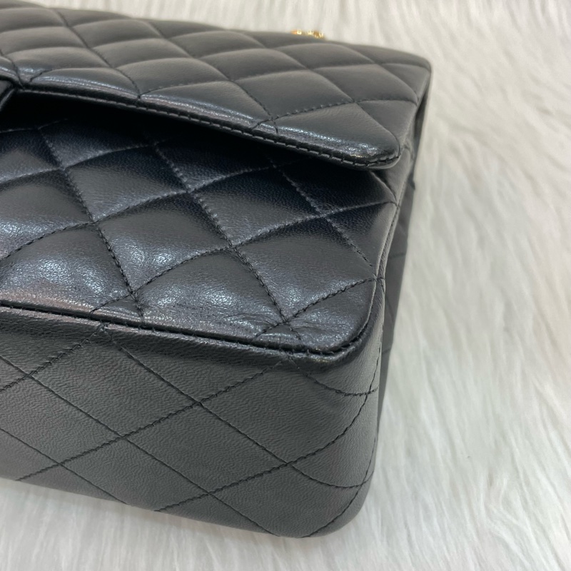 Chanel A01112黑羊皮金釦Coco 25口蓋包Classic Flap-6