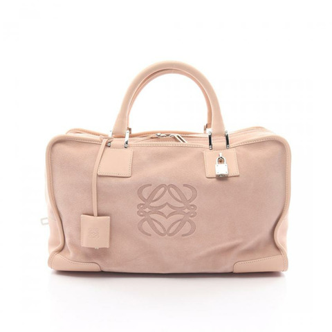 【日本直送】 中古LOEWE[B]Amazona36 手包 絨面革 皮革 淺粉色