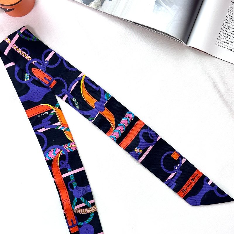 愛馬仕 夢幻藍黑Twilly <全新>-1