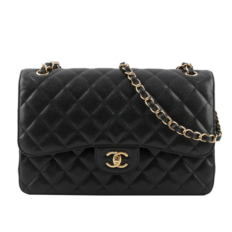 CHANEL 金色CC Logo 菱格紋荔枝牛皮JUMBO COCO包 30cm|PopChill 拍拍圈