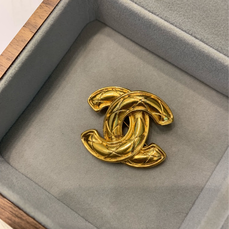 Chanel 小鳥胸針 老香飾品 菱格小鳥胸針 鍍24K金-5