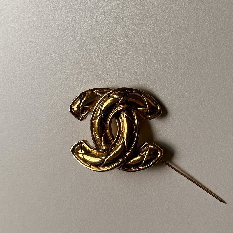 Chanel 小鳥胸針 老香飾品 菱格小鳥胸針 鍍24K金-2