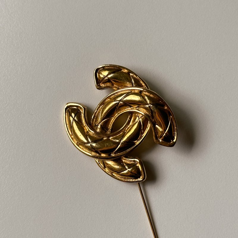 Chanel 小鳥胸針 老香飾品 菱格小鳥胸針 鍍24K金-3