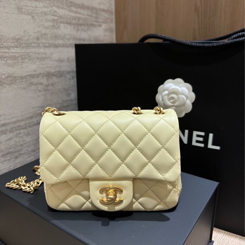Chanel 23S山茶花方胖子 小雞黃色💛-5