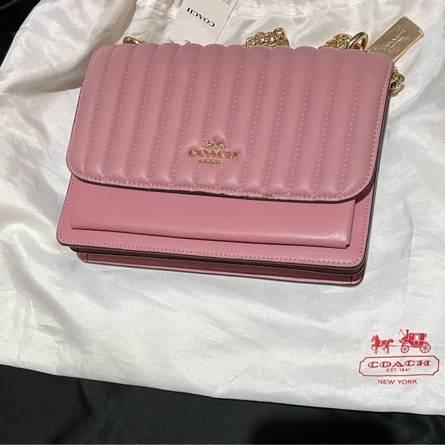 Coach金釦枚粉肩背包-15