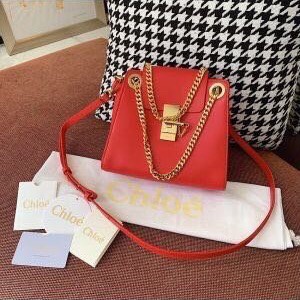 全新全配可送禮正品✨Chloe超好看的紅金配色Chloé 紅色新款box小牛皮Annie單肩包鏈條包手提包斜背包多種背法-1