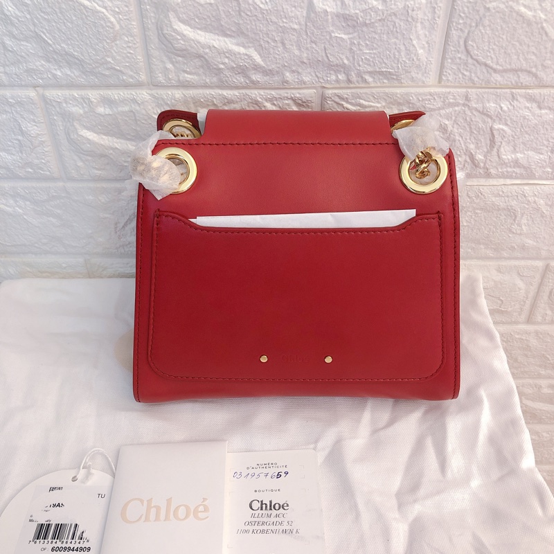 全新全配可送禮正品✨Chloe超好看的紅金配色Chloé 紅色新款box小牛皮Annie單肩包鏈條包手提包斜背包多種背法-6