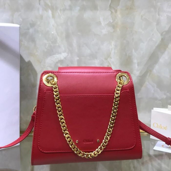全新全配可送禮正品✨Chloe超好看的紅金配色Chloé 紅色新款box小牛皮Annie單肩包鏈條包手提包斜背包多種背法-8
