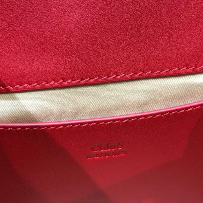 全新全配可送禮正品✨Chloe超好看的紅金配色Chloé 紅色新款box小牛皮Annie單肩包鏈條包手提包斜背包多種背法-17