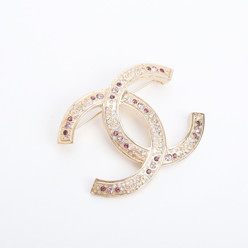 近新專櫃正品✨ 大面寬Chanel 香奈兒滿鑽鑲嵌紫鑽雙C大logo胸針-2