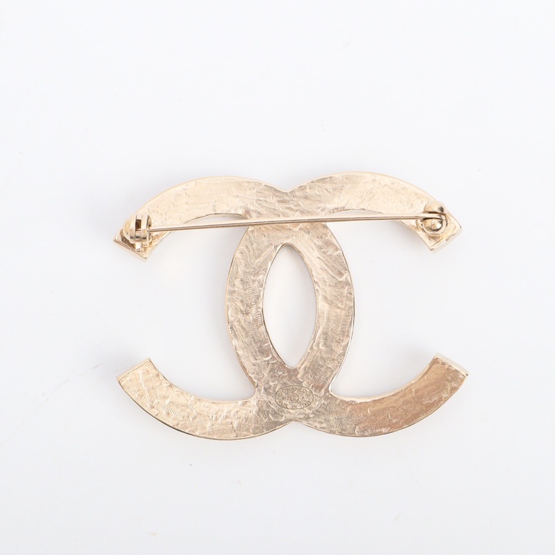 近新專櫃正品✨ 大面寬Chanel 香奈兒滿鑽鑲嵌紫鑽雙C大logo胸針-3