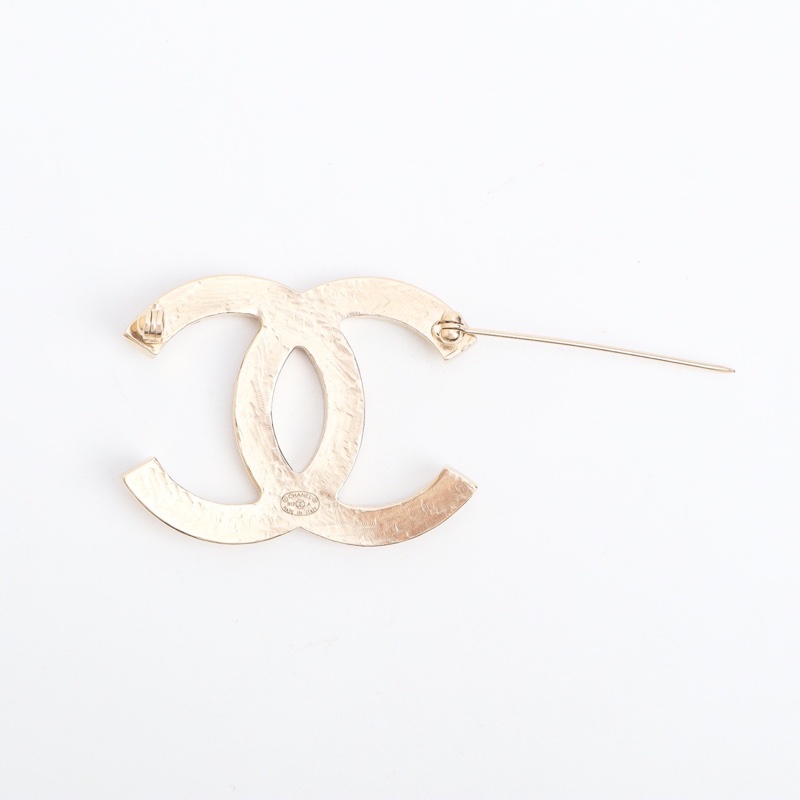 近新專櫃正品✨ 大面寬Chanel 香奈兒滿鑽鑲嵌紫鑽雙C大logo胸針-4