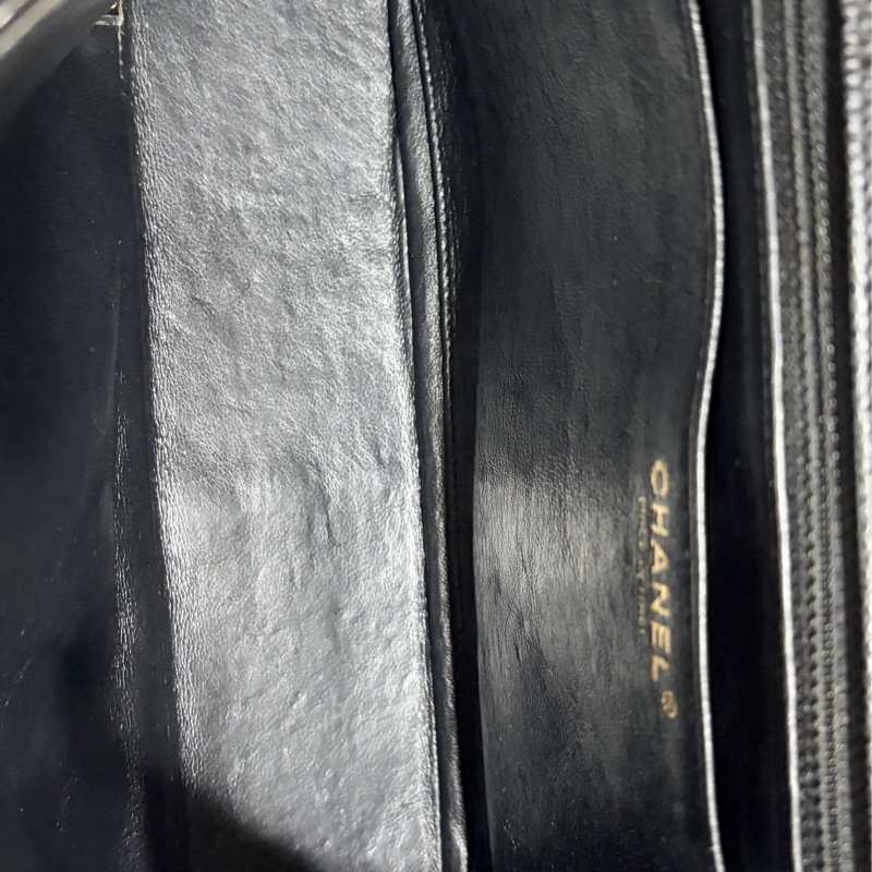 CHANEL 黑色荔枝CF30 經典大型口蓋包-8