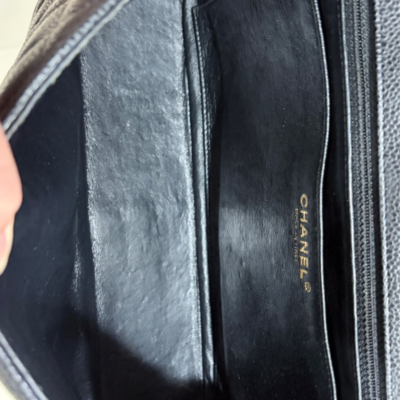 CHANEL 黑色荔枝CF30 經典大型口蓋包-9