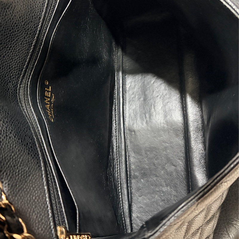 CHANEL 黑色荔枝CF30 經典大型口蓋包-10