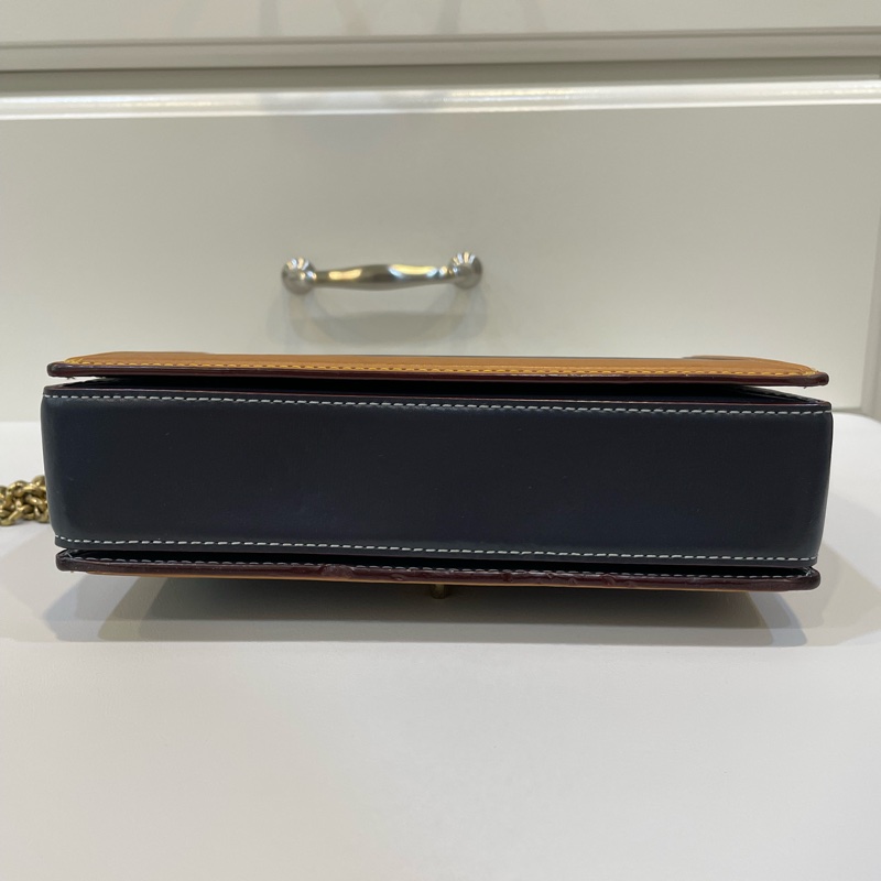 Coach 經典藍 丹寧質感Chambray 香布雷 Hutton 鍊帶肩背包-9