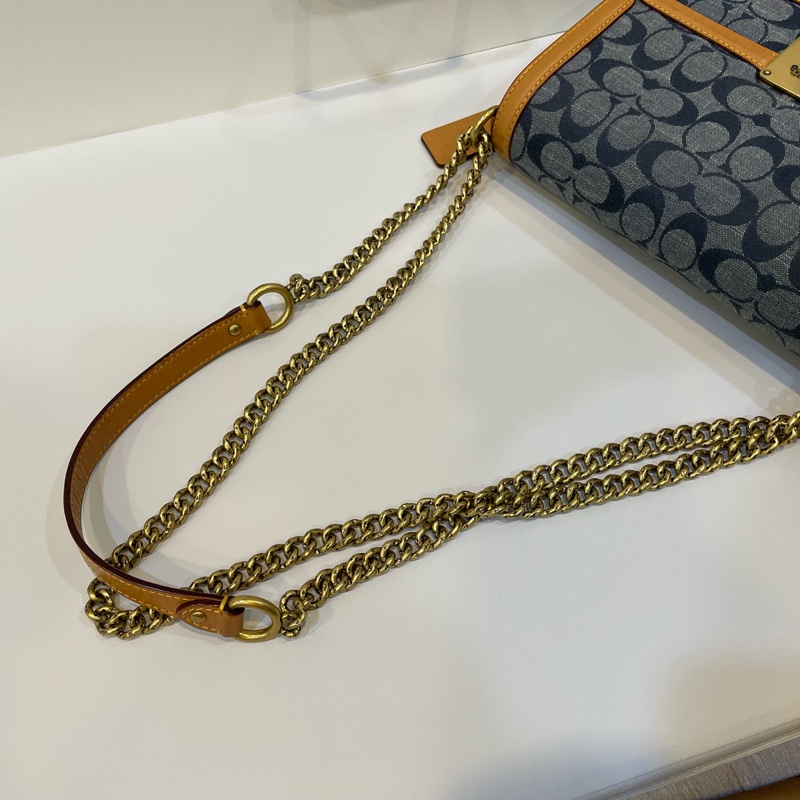 Coach 經典藍 丹寧質感Chambray 香布雷 Hutton 鍊帶肩背包-17