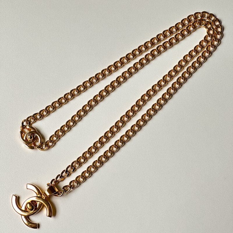 CHANEL 雙書包扣長項鍊 鎖頭書包扣 大明星同款 老香飾品 鍍24K金-0