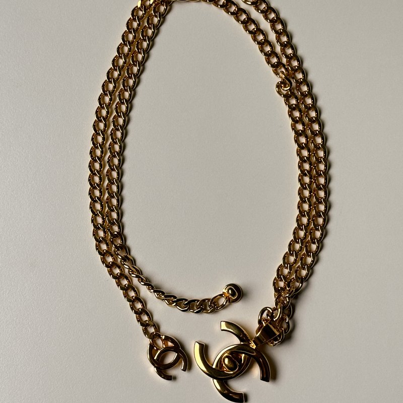 CHANEL 雙書包扣長項鍊 鎖頭書包扣 大明星同款 老香飾品 鍍24K金-2