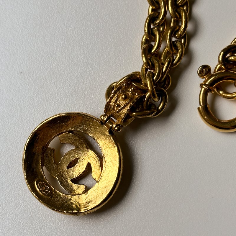 CHANEL 葡萄藤圓牌項鍊 老香飾品 葡萄藤長鍊 鍍24K金-6