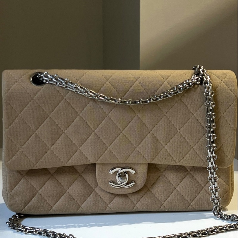 Chanel Vintage 布面CF25 奶茶色-1