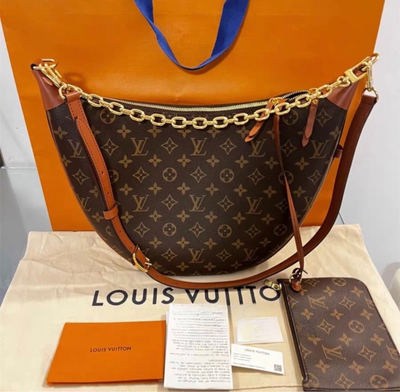 LV路易威登 LOOP HOBO經典 老花腋下包 法棍包 半月包 單肩包-0