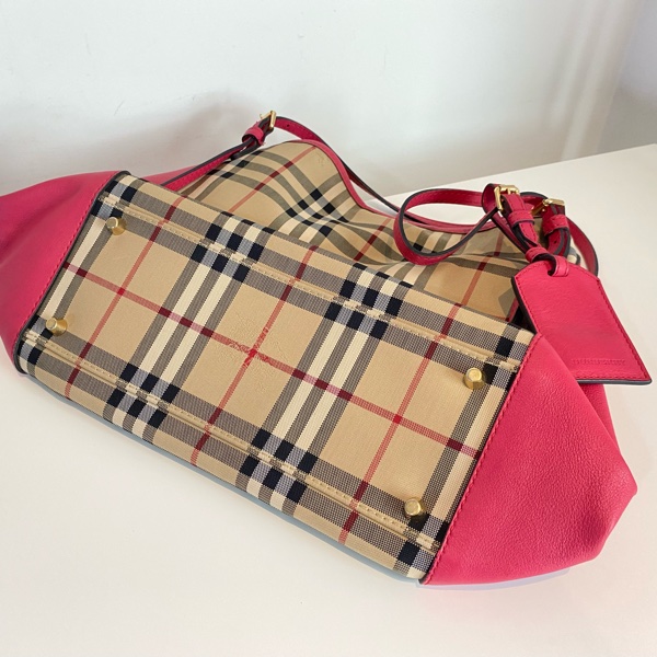 Burberry 經典格紋手包/托特包 桃紅-15