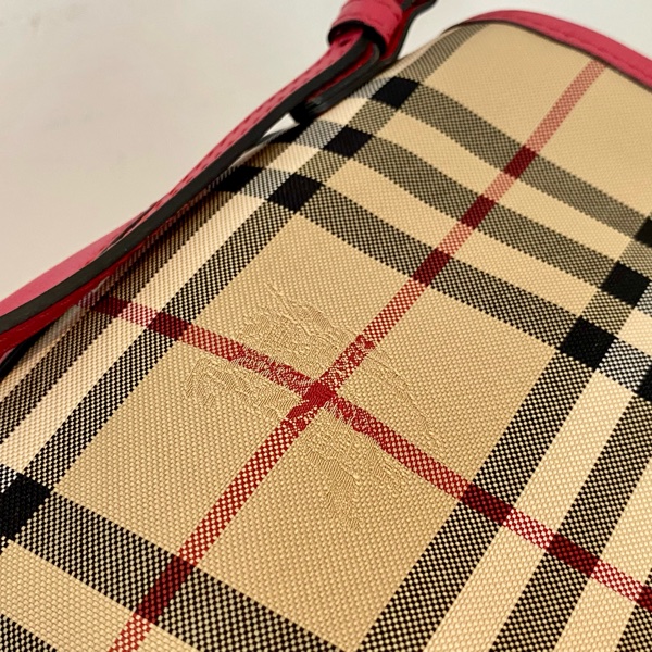 Burberry 經典格紋手包/托特包 桃紅-19