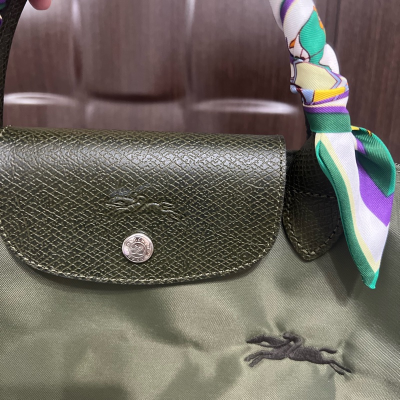 longchamp 森林綠手提包(小款）-5