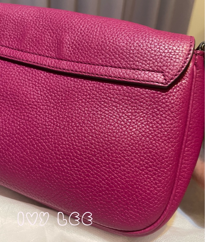 GUCCI SOHO流蘇 桃紅金鍊包 雙G立體LOGO 牛皮扣式 斜背包 肩背包 336752 二手精品-13