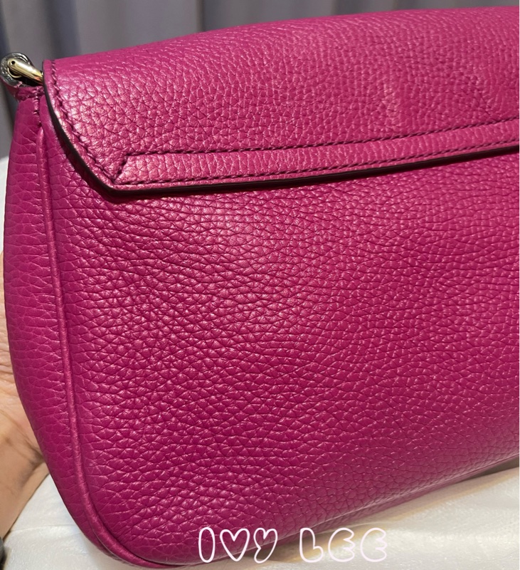 GUCCI SOHO流蘇 桃紅金鍊包 雙G立體LOGO 牛皮扣式 斜背包 肩背包 336752 二手精品-14