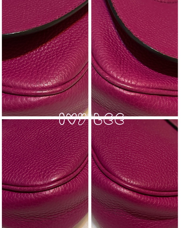 GUCCI SOHO流蘇 桃紅金鍊包 雙G立體LOGO 牛皮扣式 斜背包 肩背包 336752 二手精品-15