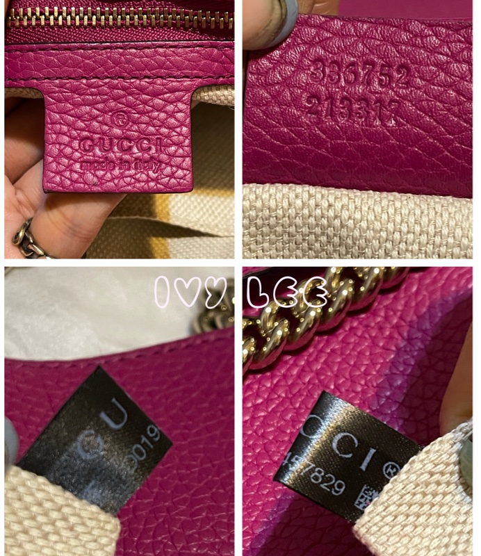 GUCCI SOHO流蘇 桃紅金鍊包 雙G立體LOGO 牛皮扣式 斜背包 肩背包 336752 二手精品-17