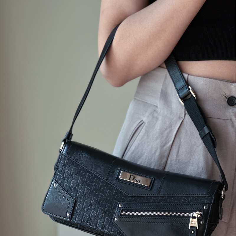 Dior punk 黑花單肩包-6