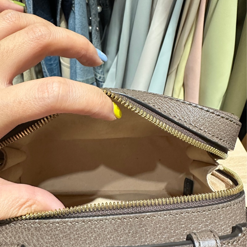 【GUCCI 古馳】經典Ophidia系列帆布印花皮革飾邊拉鍊手提/斜背包(迷你602576-K05NB-8745)-1