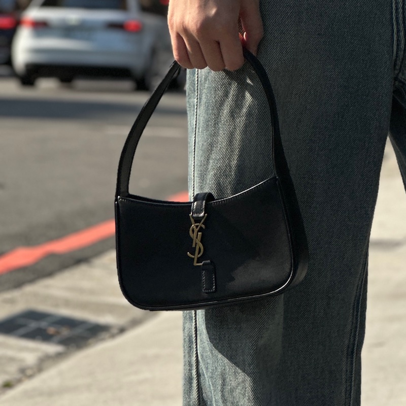 YSL Hobo mini 黑金滑面皮革 Rosé同款-0