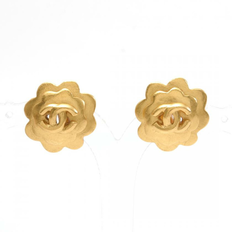 【日本直送】 中古CHANEL[AB]雙C標誌 耳環 鍍金 金色 96P-0