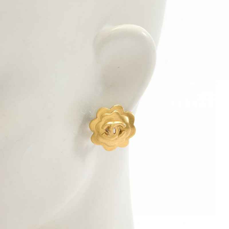 【日本直送】 中古CHANEL[AB]雙C標誌 耳環 鍍金 金色 96P-3