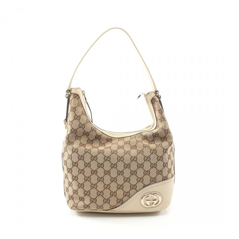 【日本直送】 中古GUCCI[B]interlockingG GG帆布 單肩包 真皮 米色 象牙白-0