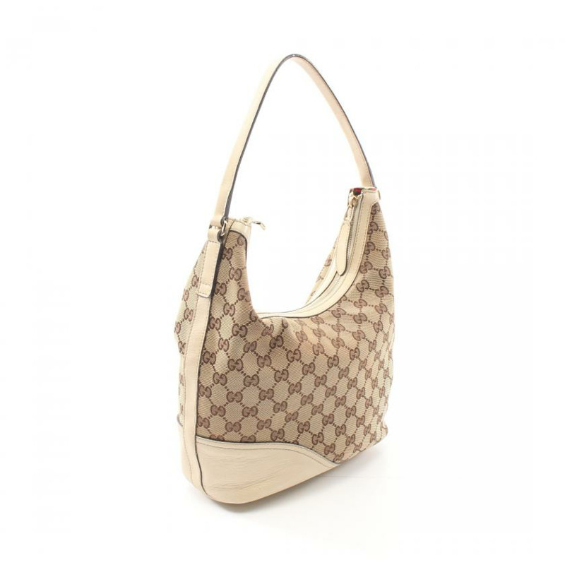 【日本直送】 中古GUCCI[B]interlockingG GG帆布 單肩包 真皮 米色 象牙白-1