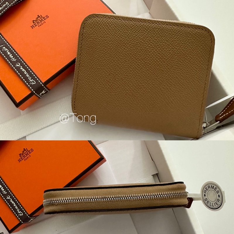 [全新現貨] Hermes 愛馬仕 SILK’IN 絲巾短夾 奶茶色-2