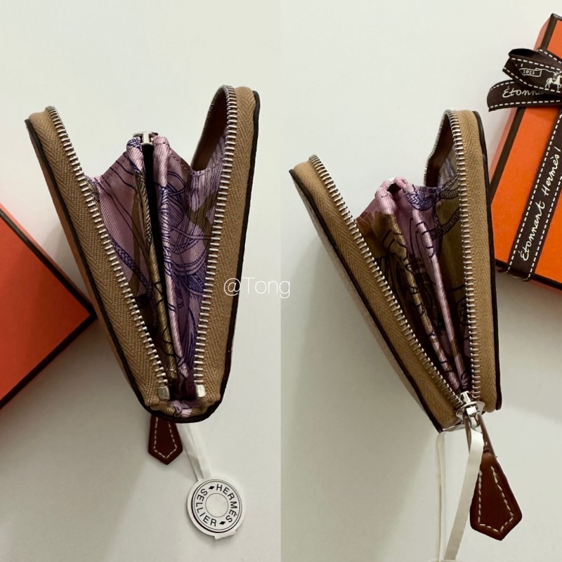 [全新現貨] Hermes 愛馬仕 SILK’IN 絲巾短夾 奶茶色-3