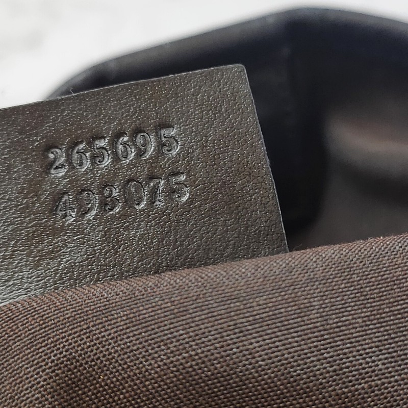 （已售出）9成新正品gucci 經典雙G LOGO皮革壓紋橫式托特包.深咖-18