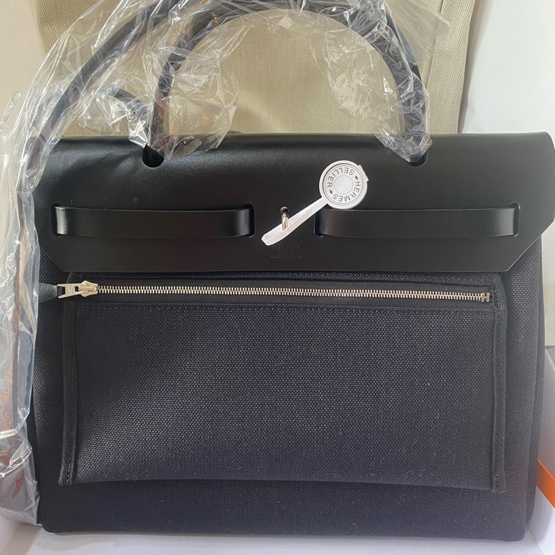 台灣官網全新愛馬仕 Herbag 31 全黑銀釦 Hermes-6