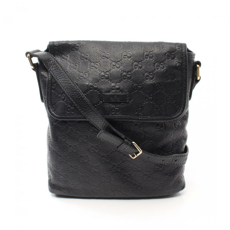 【日本直送】 中古GUCCI[B]Guccissima 真皮肩包 黑色-0