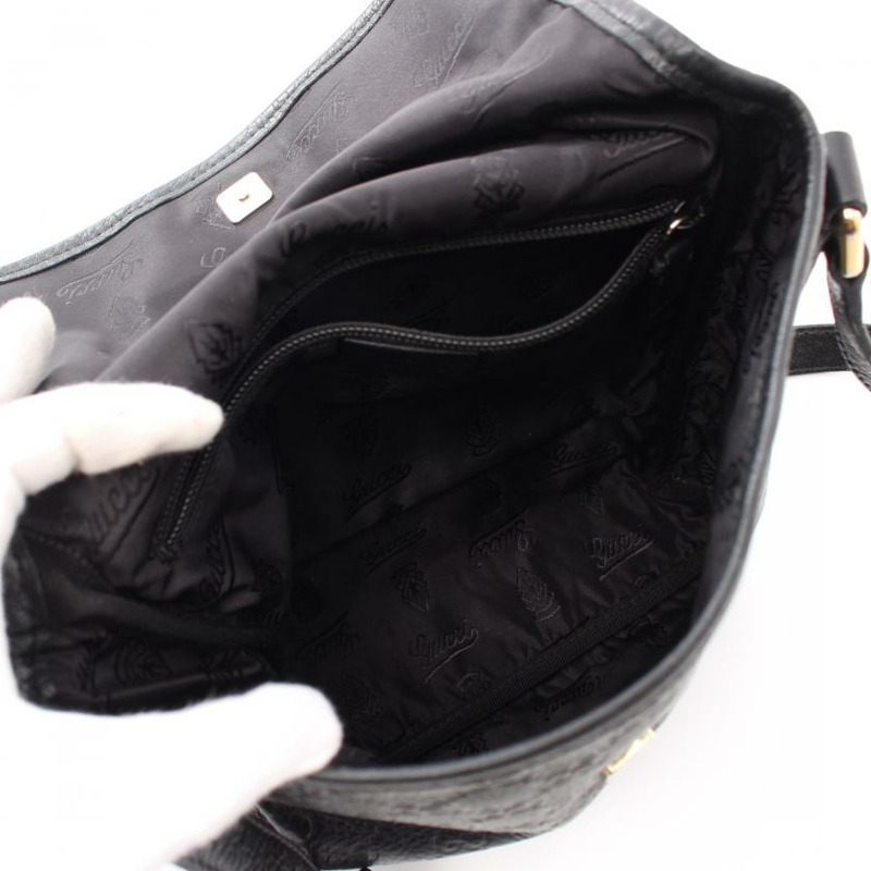 【日本直送】 中古GUCCI[B]Guccissima 真皮肩包 黑色-2