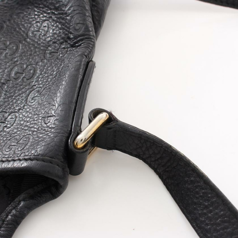 【日本直送】 中古GUCCI[B]Guccissima 真皮肩包 黑色-5