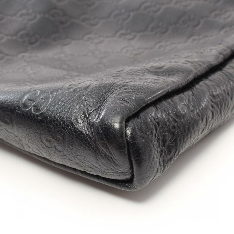 【日本直送】 中古GUCCI[B]Guccissima 真皮肩包 黑色-7